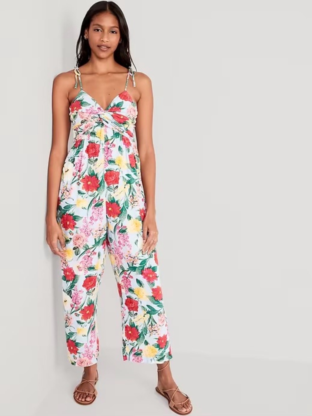 NWT Old Navy Tie-Shoulder Cropped Twist-Front Smocked Jumpsuit